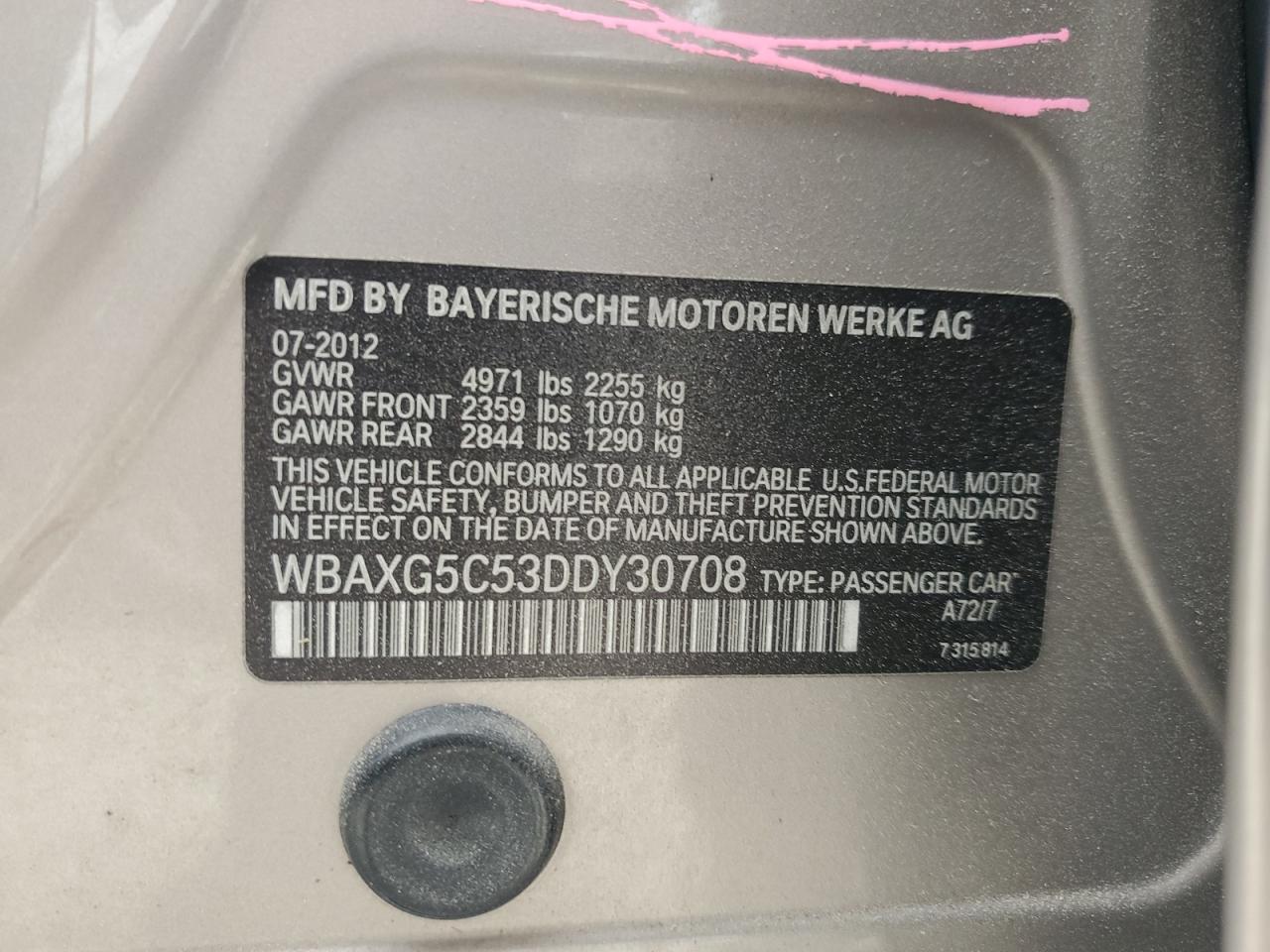 WBAXG5C53DDY30708 2013 BMW 528 I