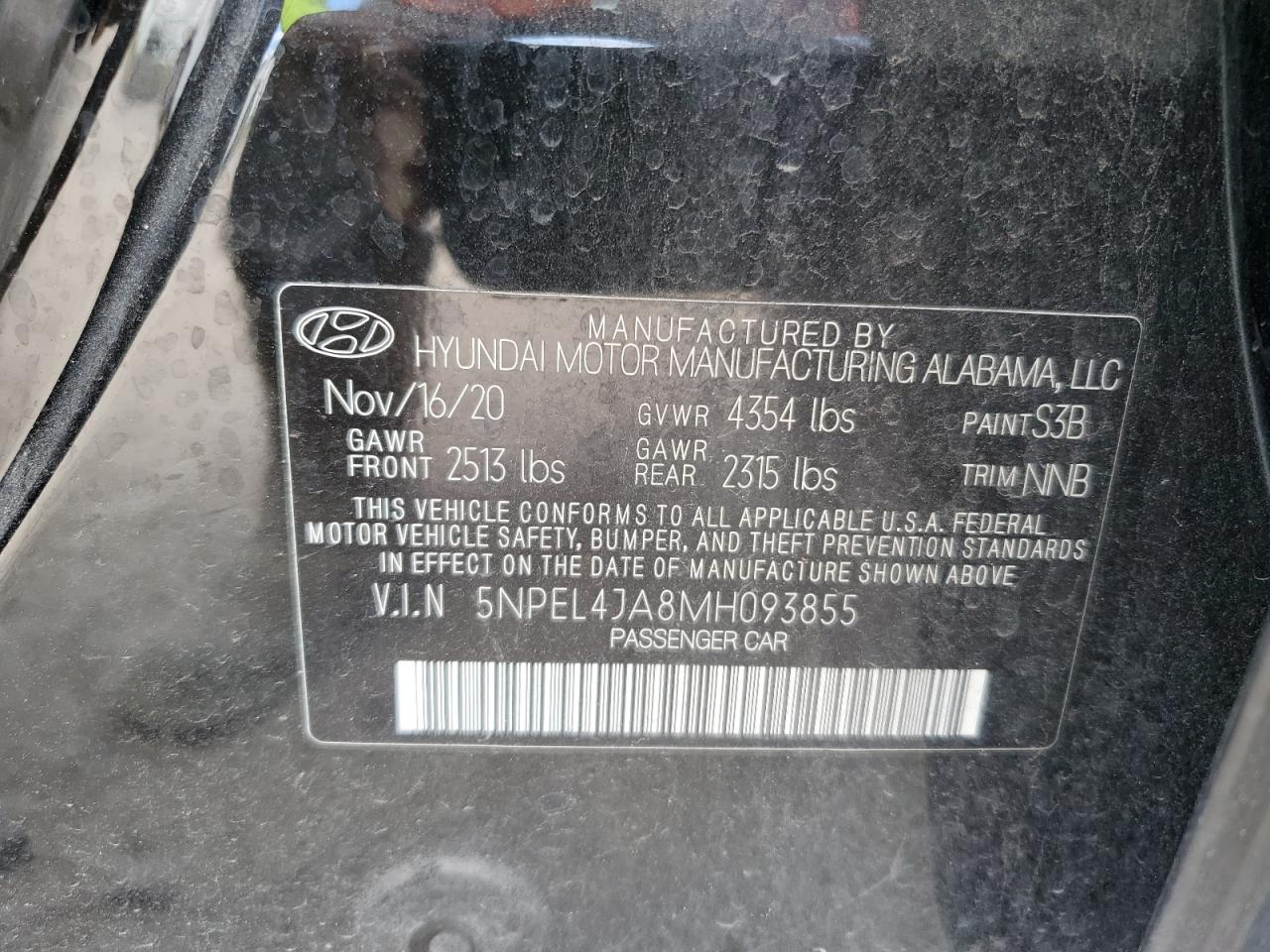 2021 Hyundai Sonata Sel VIN: 5NPEL4JA8MH093855 Lot: 74233764