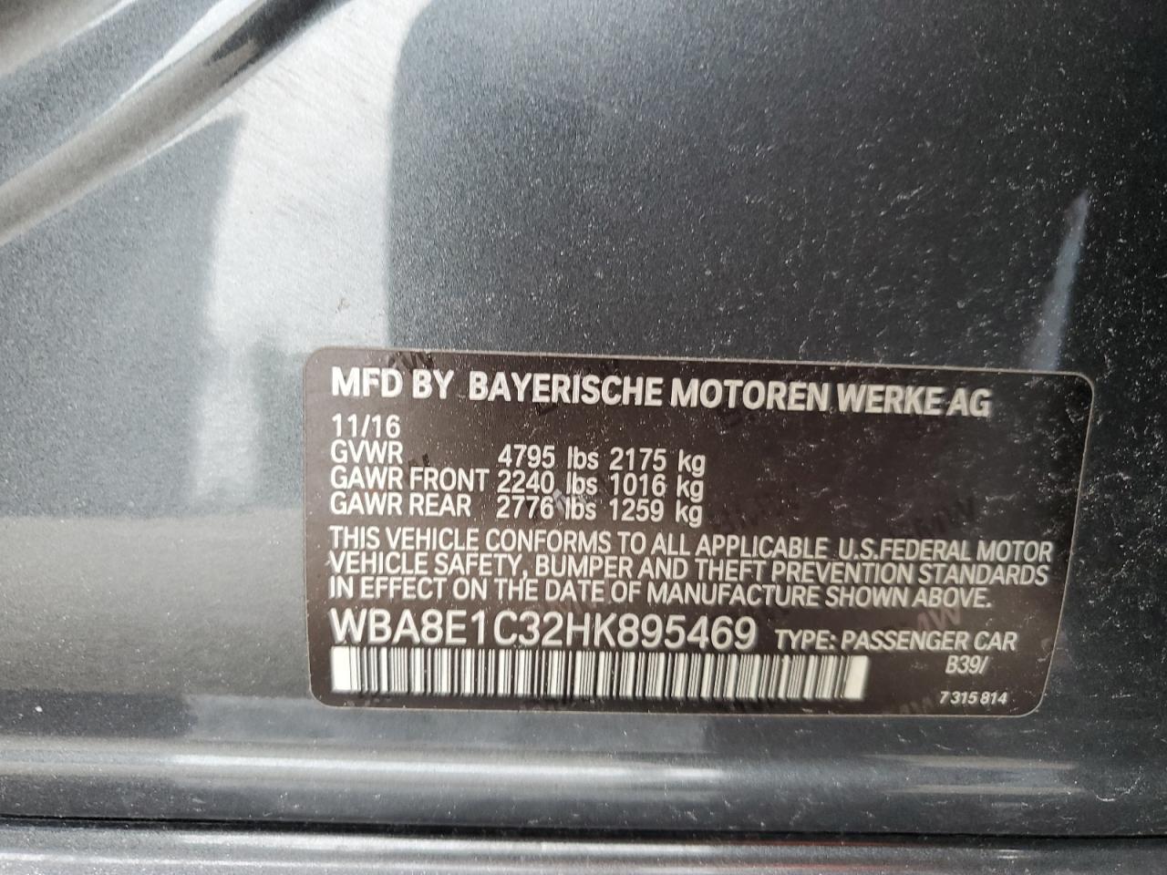 WBA8E1C32HK895469 2017 BMW 330E