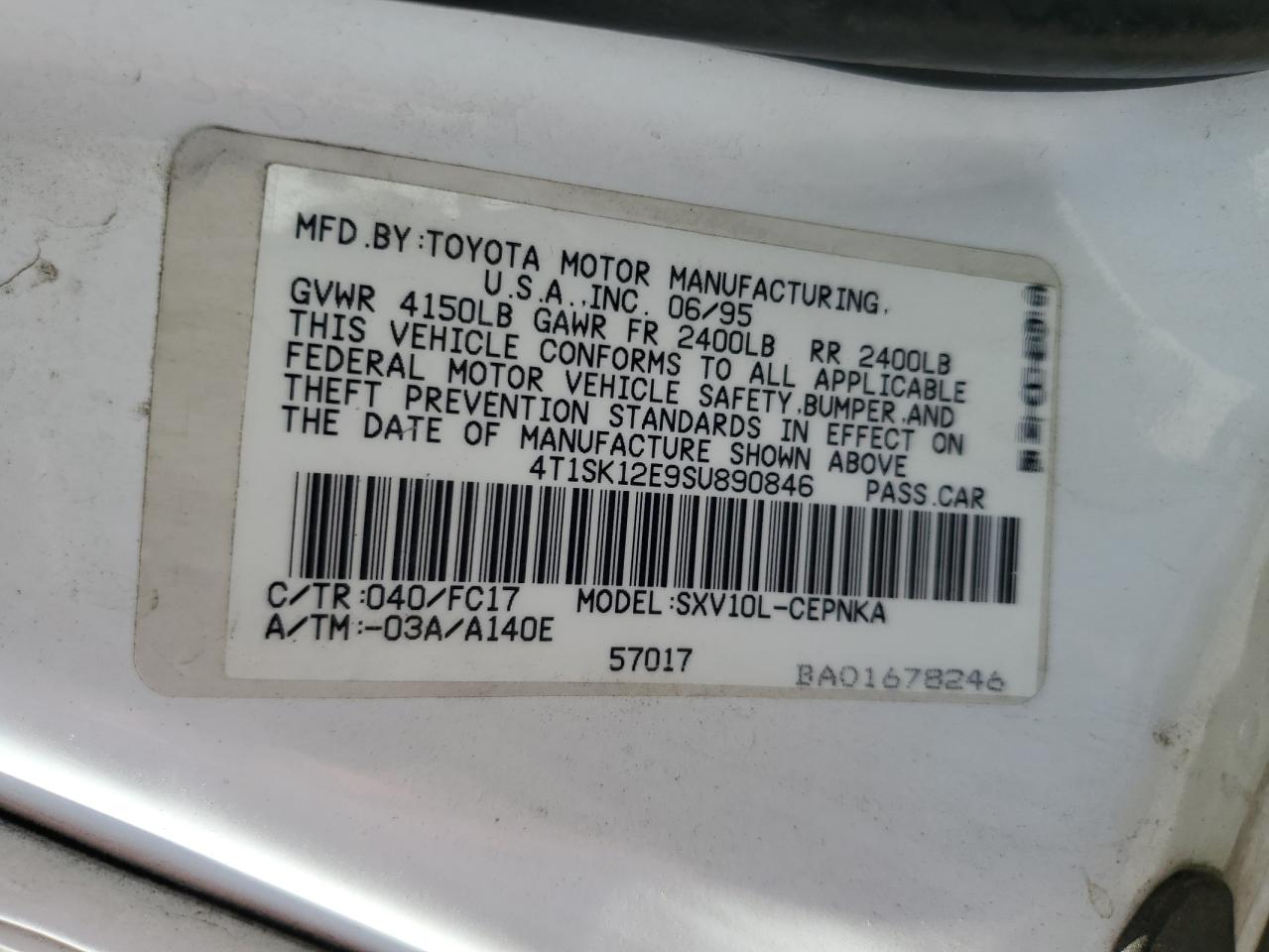 4T1SK12E9SU890846 1995 Toyota Camry Le