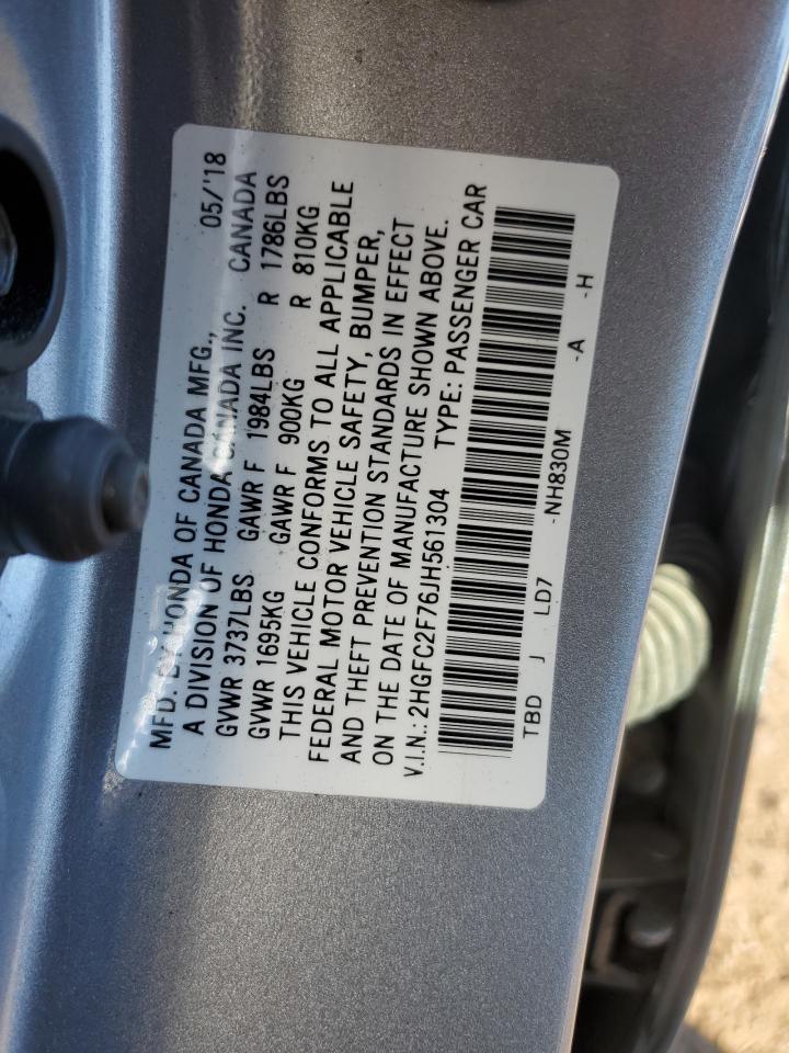 2018 Honda Civic Ex VIN: 2HGFC2F76JH561304 Lot: 77779384