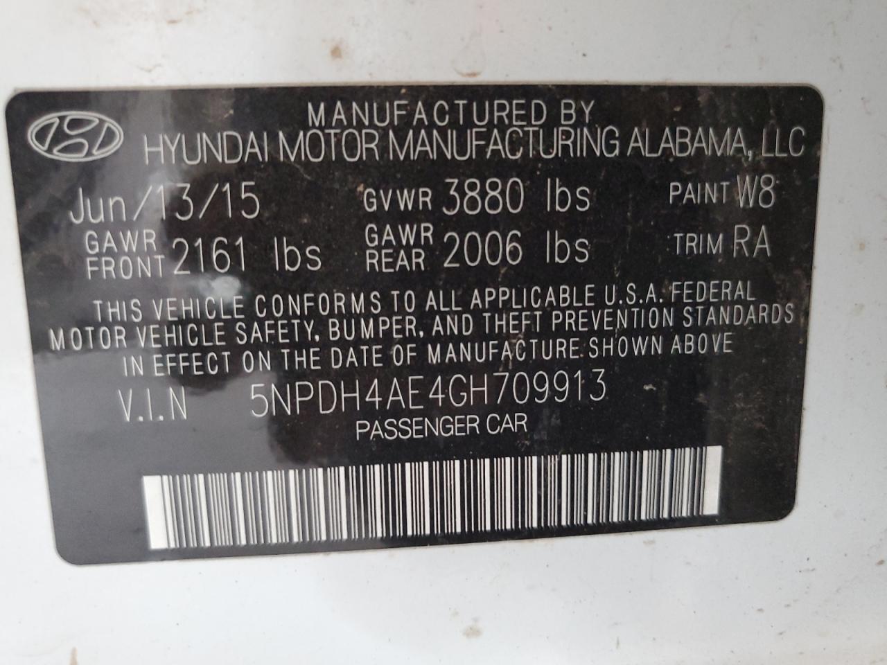 VIN 5NPDH4AE4GH709913 2016 HYUNDAI ELANTRA no.12