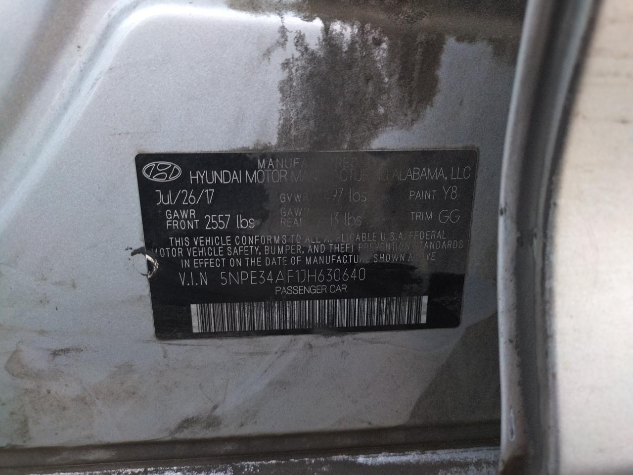 5NPE34AF1JH630640 2018 Hyundai Sonata Sport