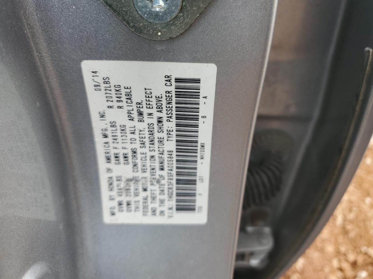 VIN 1HGCR3F85FA005846 2015 HONDA ACCORD no.12