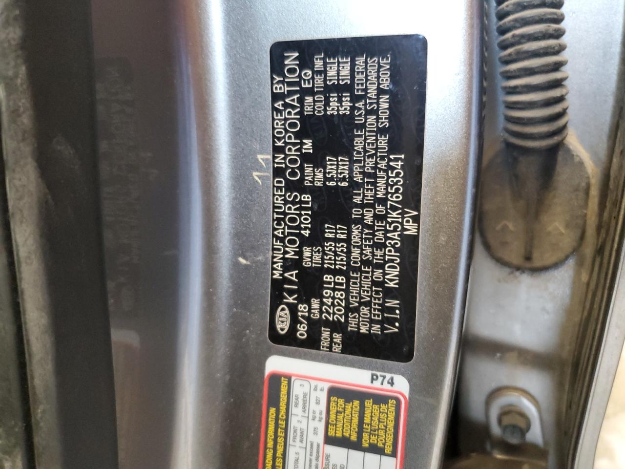 2019 Kia Soul + VIN: KNDJP3A51K7653541 Lot: 80708985