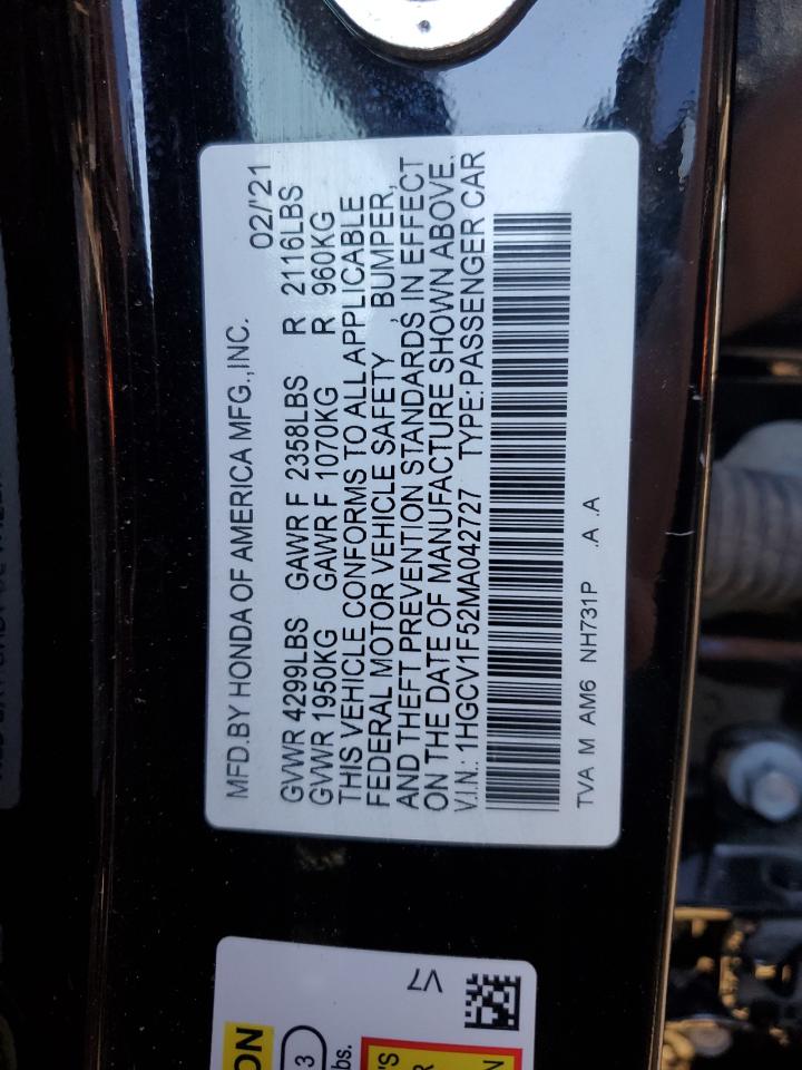 VIN 1HGCV1F52MA042727 2021 HONDA ACCORD no.12