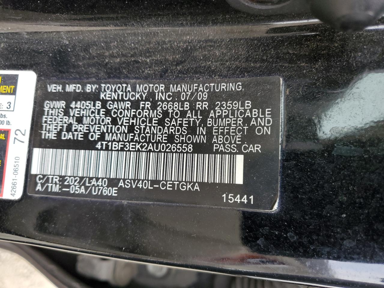 4T1BF3EK2AU026558 2010 Toyota Camry Base