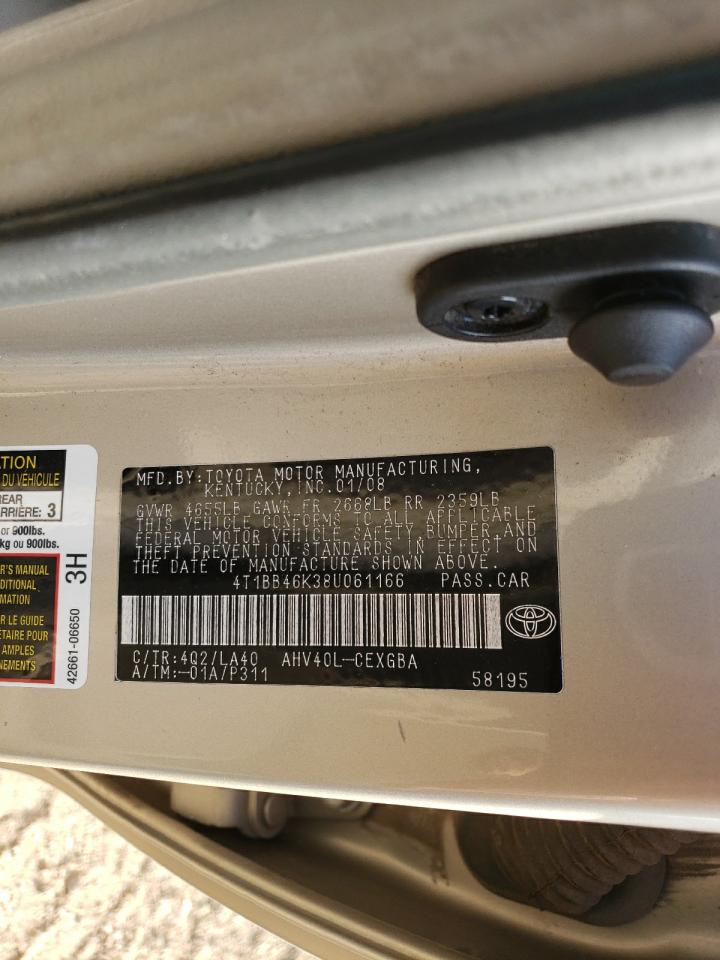 4T1BB46K38U061166 2008 Toyota Camry Hybrid