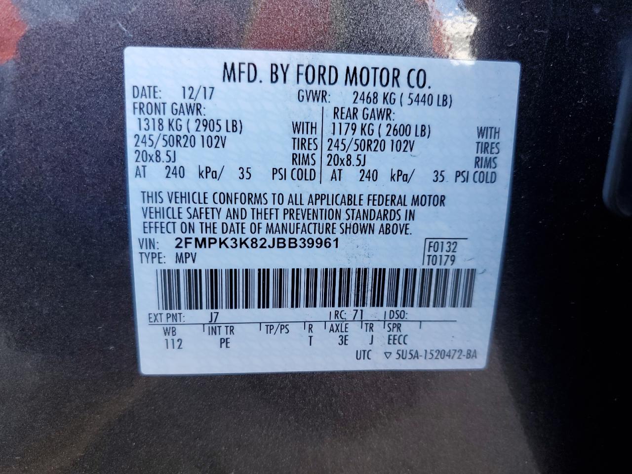 2FMPK3K82JBB39961 2018 FORD EDGE - Image 13