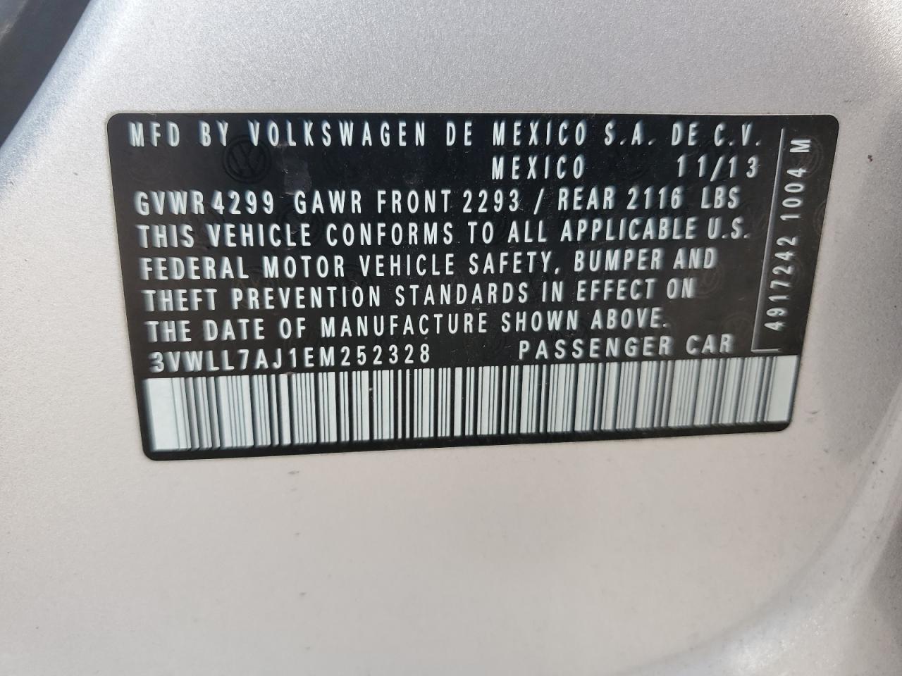 3VWLL7AJ1EM252328 2014 Volkswagen Jetta Tdi