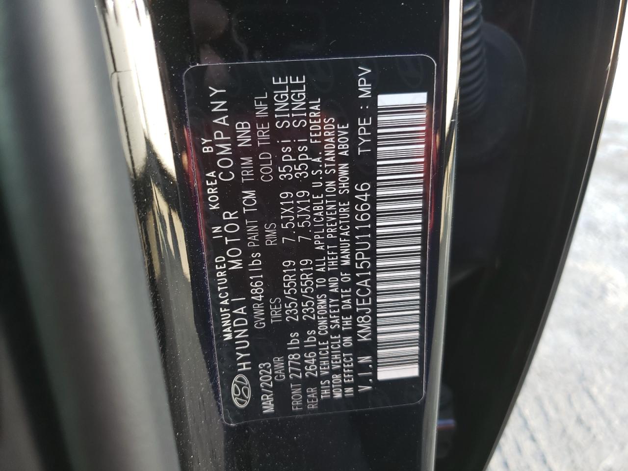 KM8JECA15PU116646 2023 HYUNDAI TUCSON - Image 13