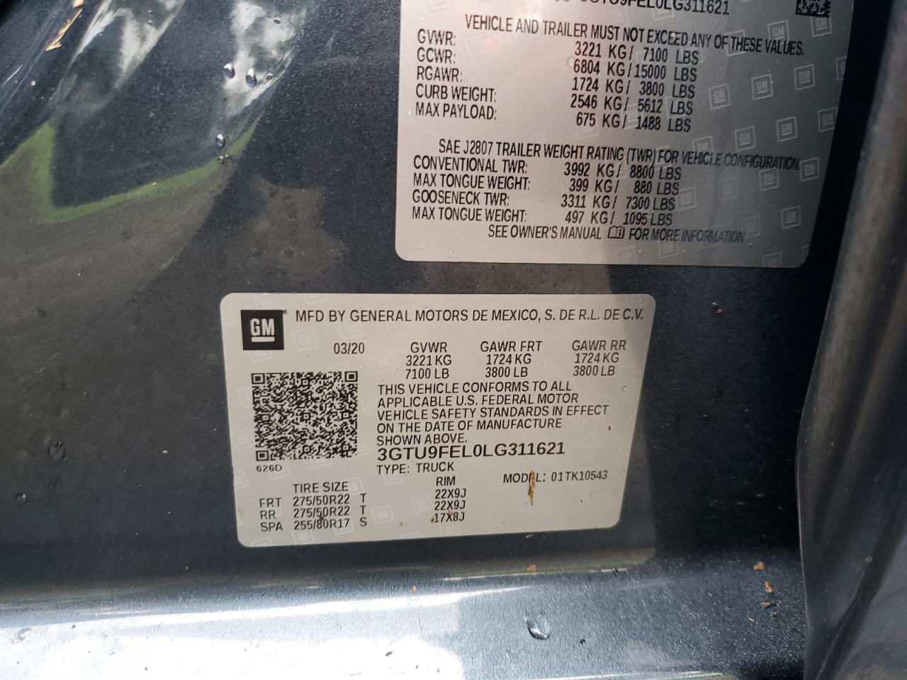 3GTU9FEL0LG311621 2020 GMC Sierra K1500 Denali