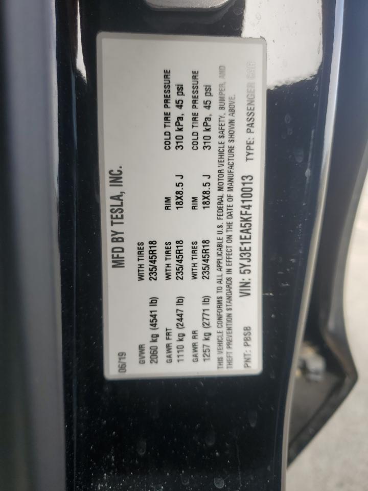 VIN 5YJ3E1EA5KF410013 2019 TESLA MODEL 3 no.12