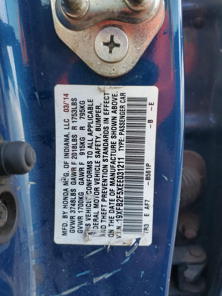 2014 Honda Civic Lx VIN: 19XFB2F5XEE031211 Lot: 77379454