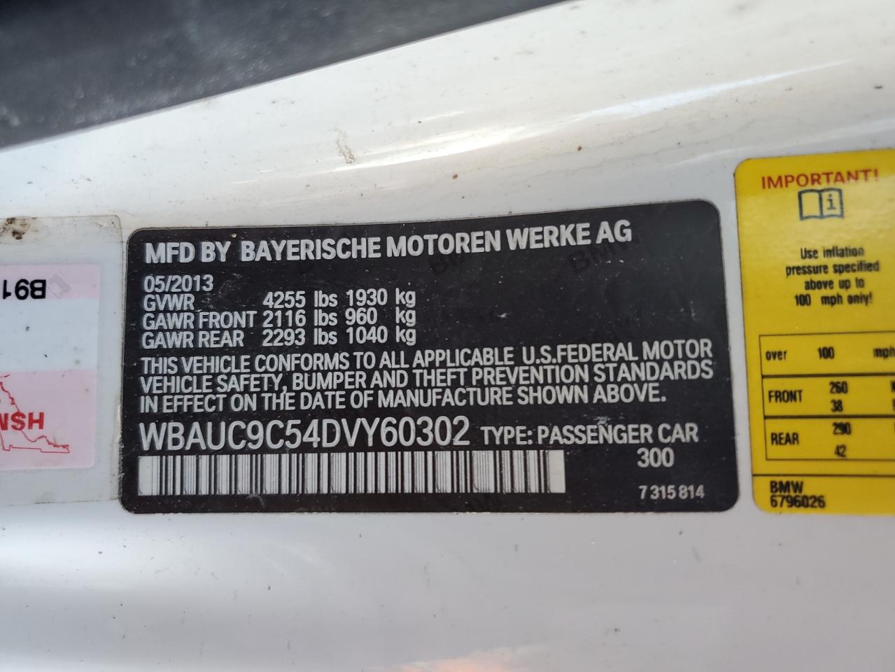 WBAUC9C54DVY60302 2013 BMW 135 I