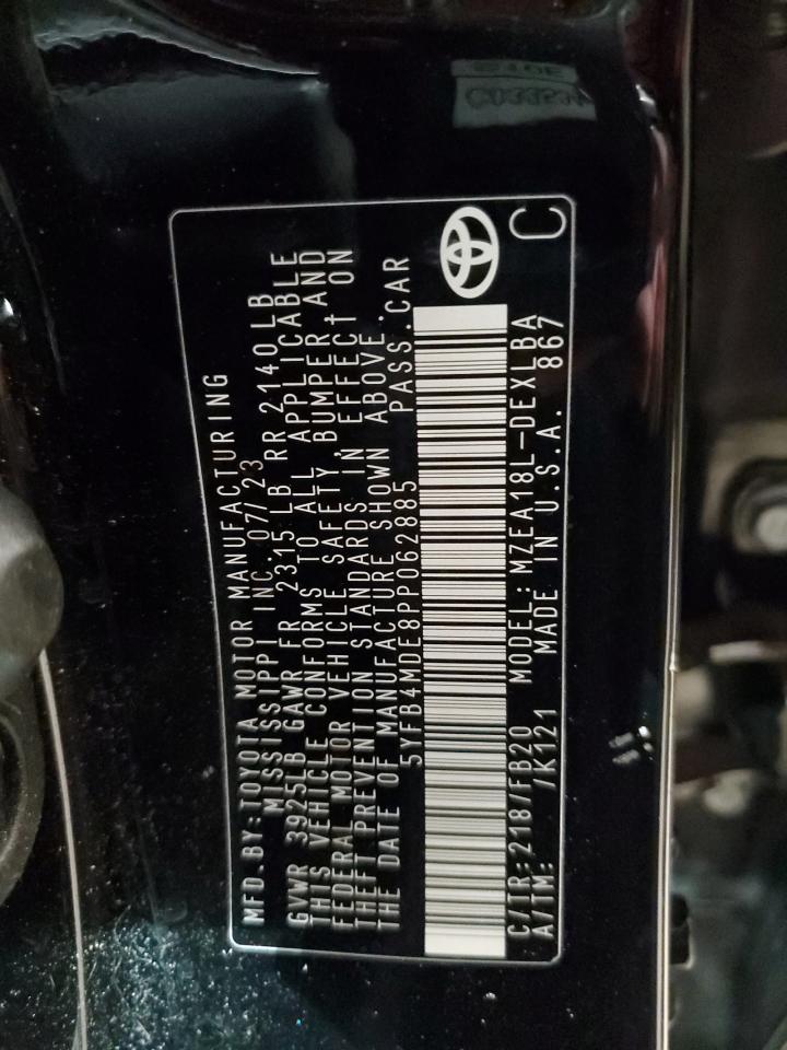 2023 Toyota Corolla Le VIN: 5YFB4MDE8PP062885 Lot: 76657804