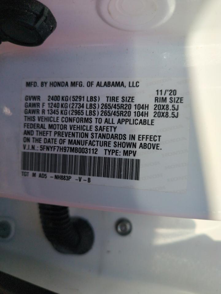 2021 Honda Passport Touring VIN: 5FNYF7H97MB003112 Lot: 74492864