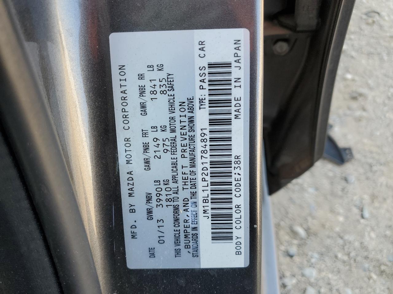 2013 Mazda 3 I VIN: JM1BL1LP2D1784891 Lot: 76071754