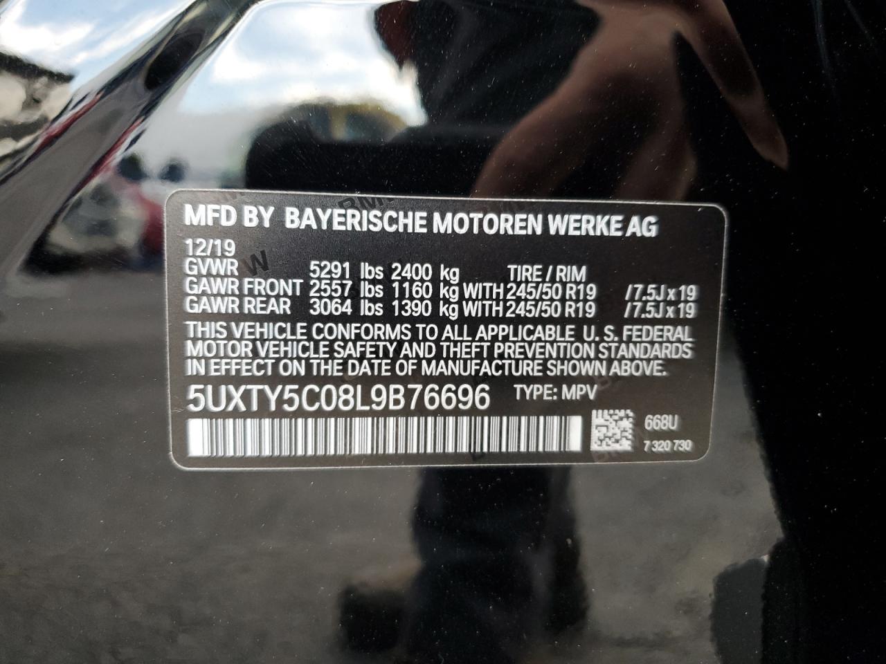 2020 BMW X3 xDrive30I VIN: 5UXTY5C08L9B76696 Lot: 78641034