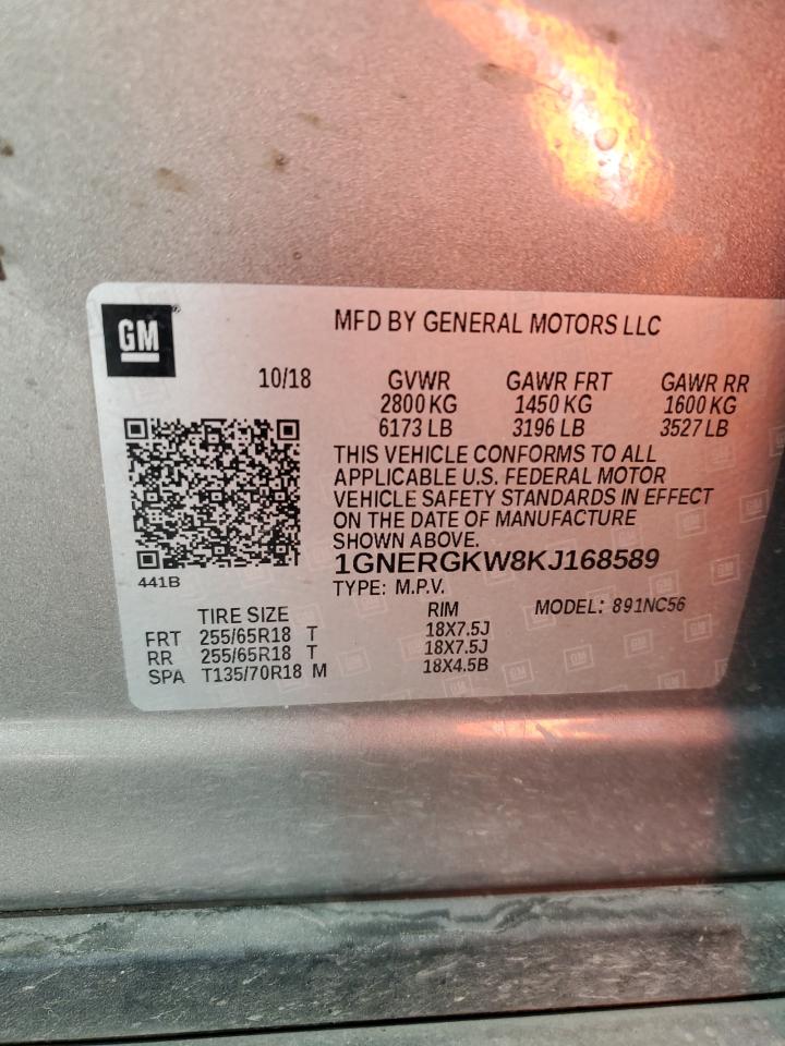 2019 Chevrolet Traverse Lt VIN: 1GNERGKW8KJ168589 Lot: 76795004