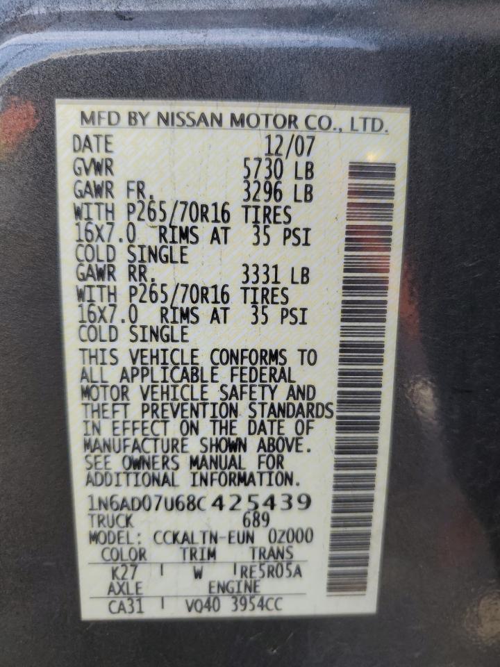 1N6AD07U68C425439 2008 Nissan Frontier Crew Cab Le