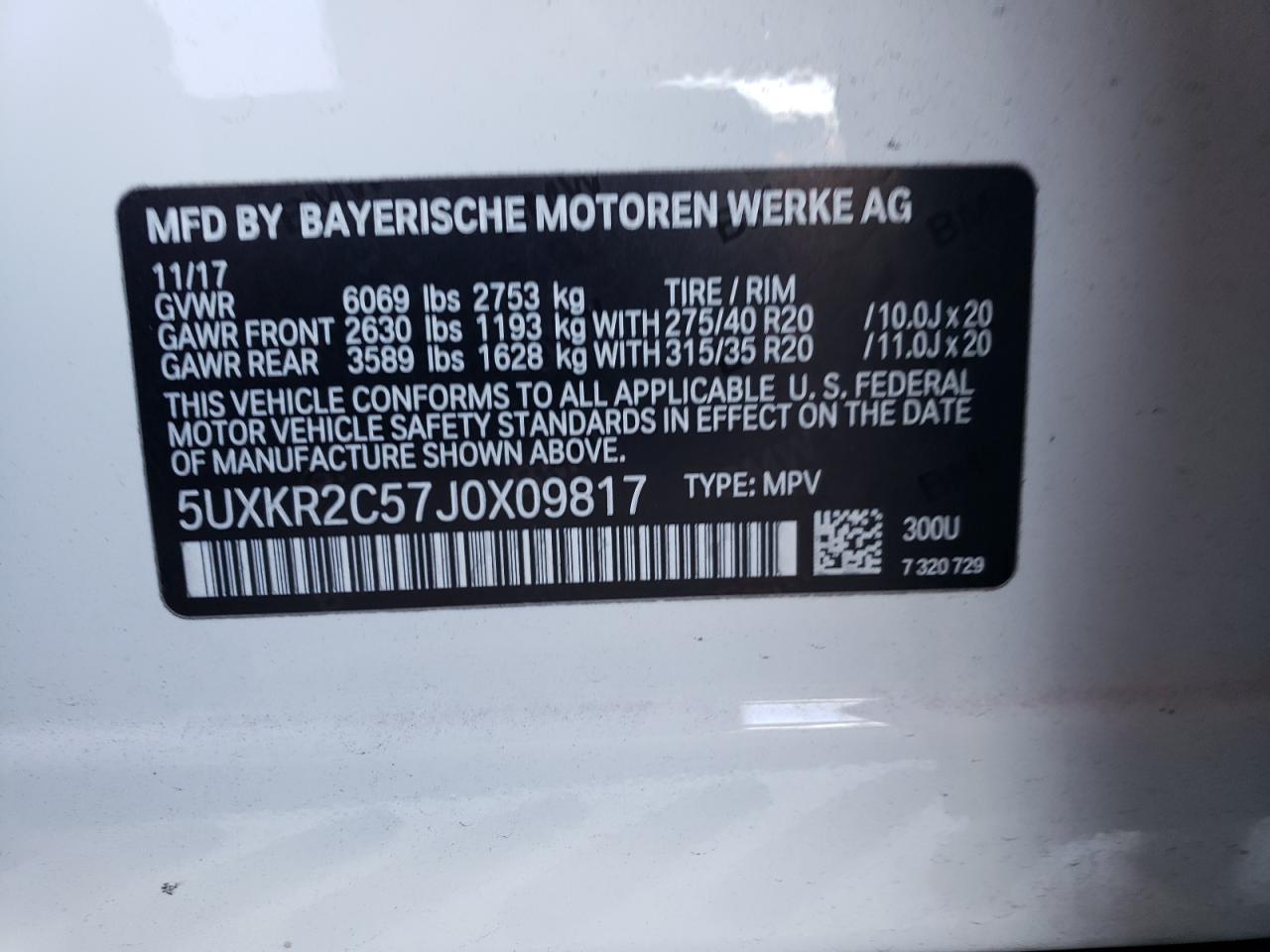 2018 BMW X5 Sdrive35I VIN: 5UXKR2C57J0X09817 Lot: 76959454