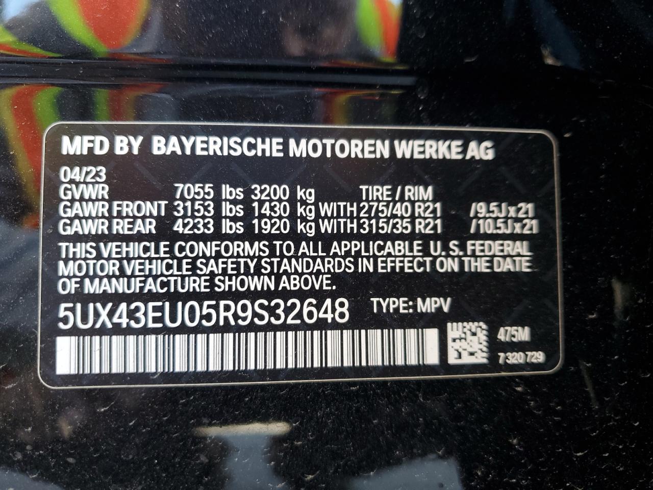 2024 BMW X5 xDrive50E VIN: 5UX43EU05R9S32648 Lot: 76894554