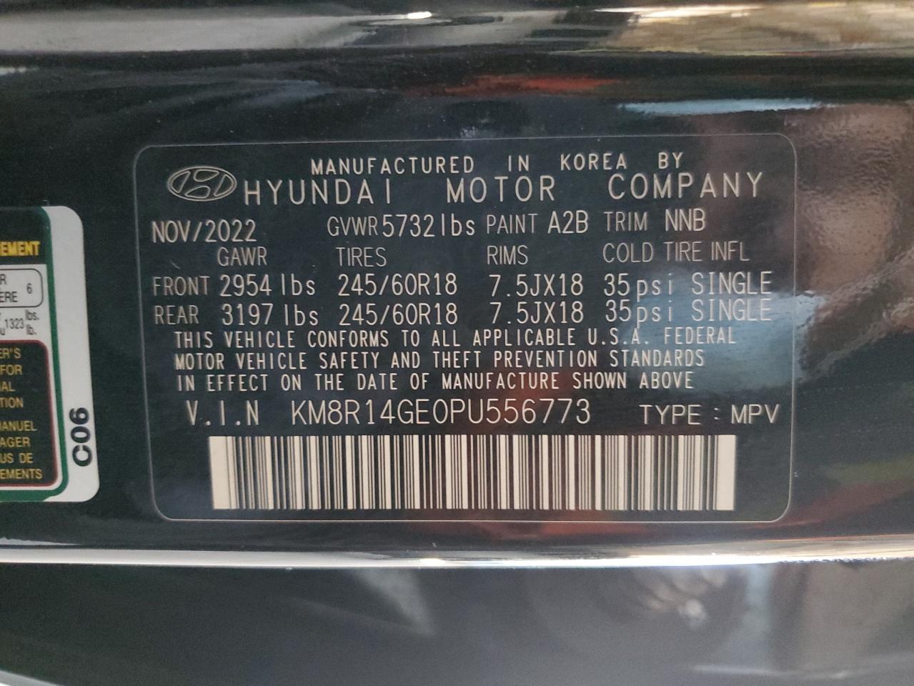 2023 Hyundai Palisade Se VIN: KM8R14GE0PU556773 Lot: 75918724