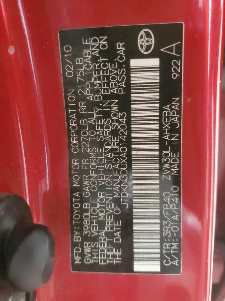 JTDKN3DUXA0142043 2010 Toyota Prius