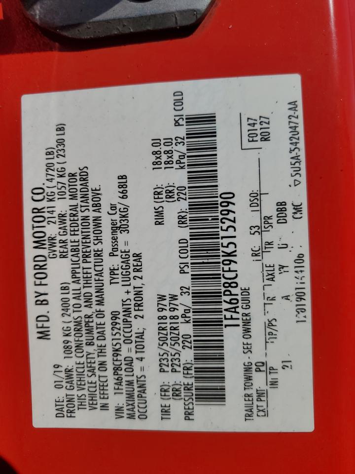 2019 Ford Mustang Gt VIN: 1FA6P8CF9K5152990 Lot: 76517684