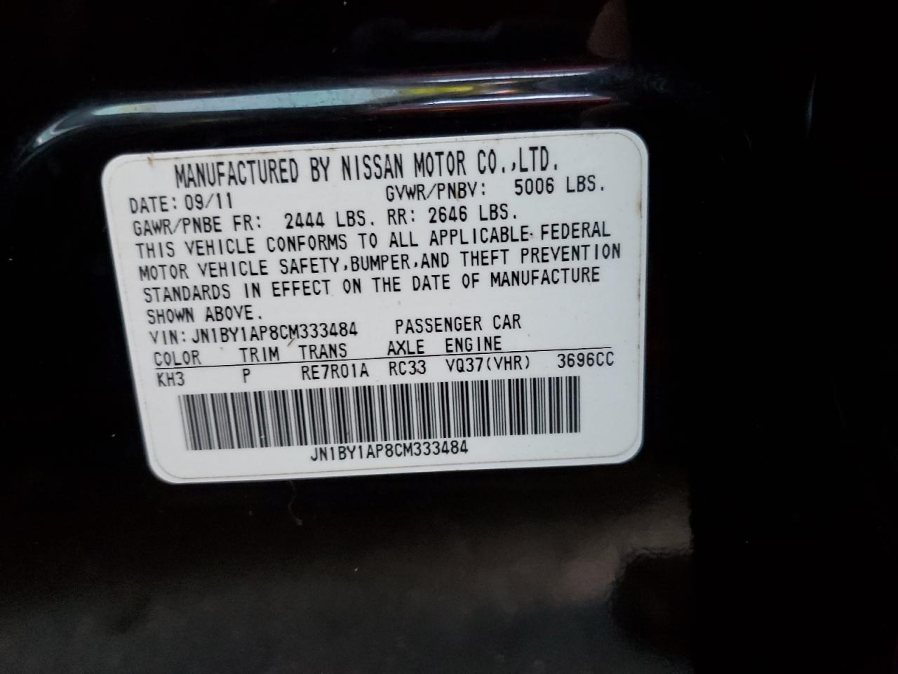 JN1BY1AP8CM333484 2012 Infiniti M37