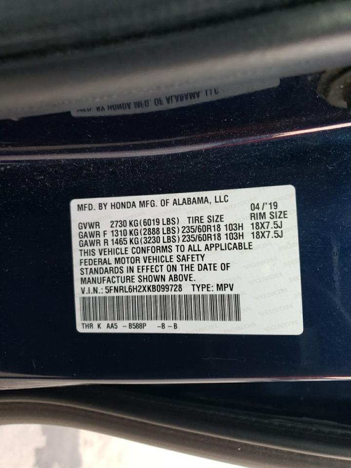 2019 Honda Odyssey Lx VIN: 5FNRL6H2XKB099728 Lot: 75395994