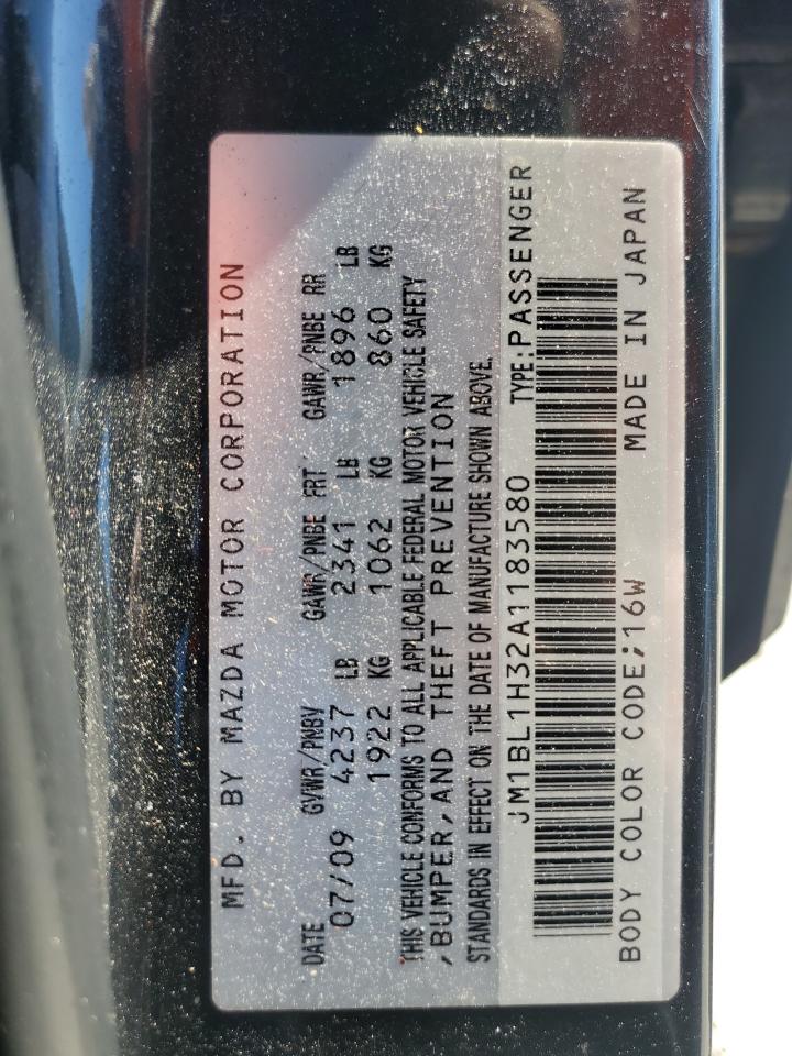 2010 Mazda Speed 3 VIN: JM1BL1H32A1183580 Lot: 76032394