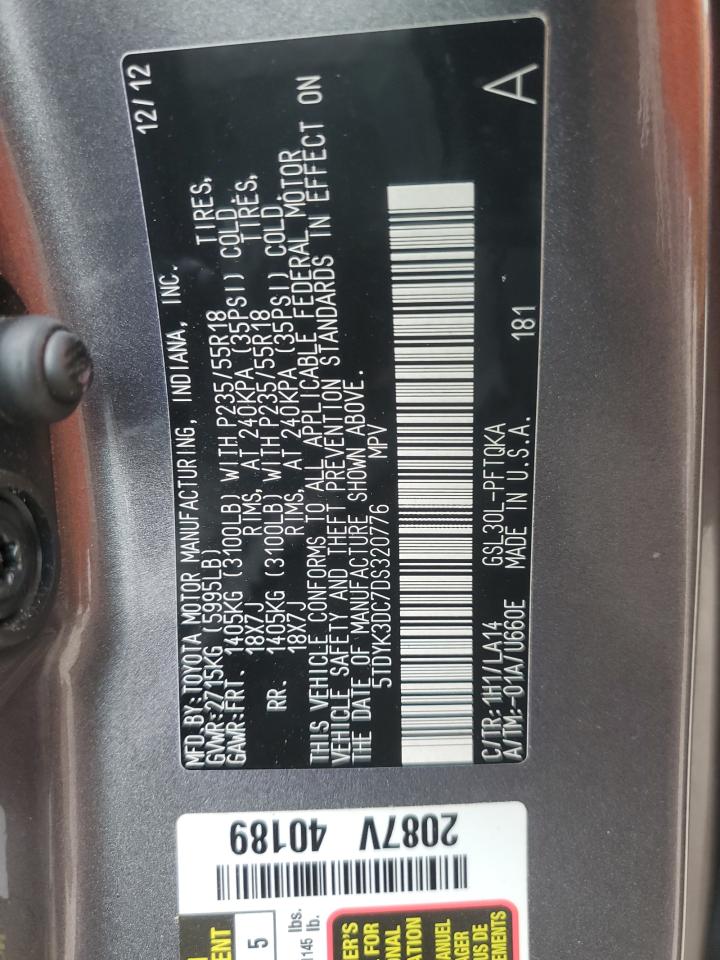 5TDYK3DC7DS320776 2013 Toyota Sienna Xle