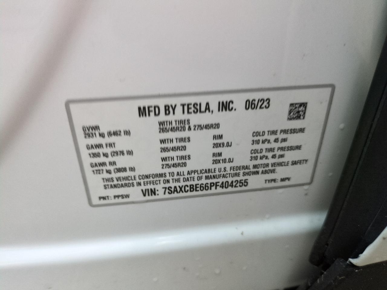 7SAXCBE66PF404255 2023 Tesla Model X