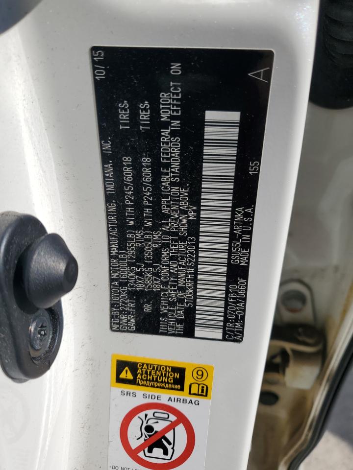 2015 Toyota Highlander Le VIN: 5TDBKRFH1FS223013 Lot: 77164404