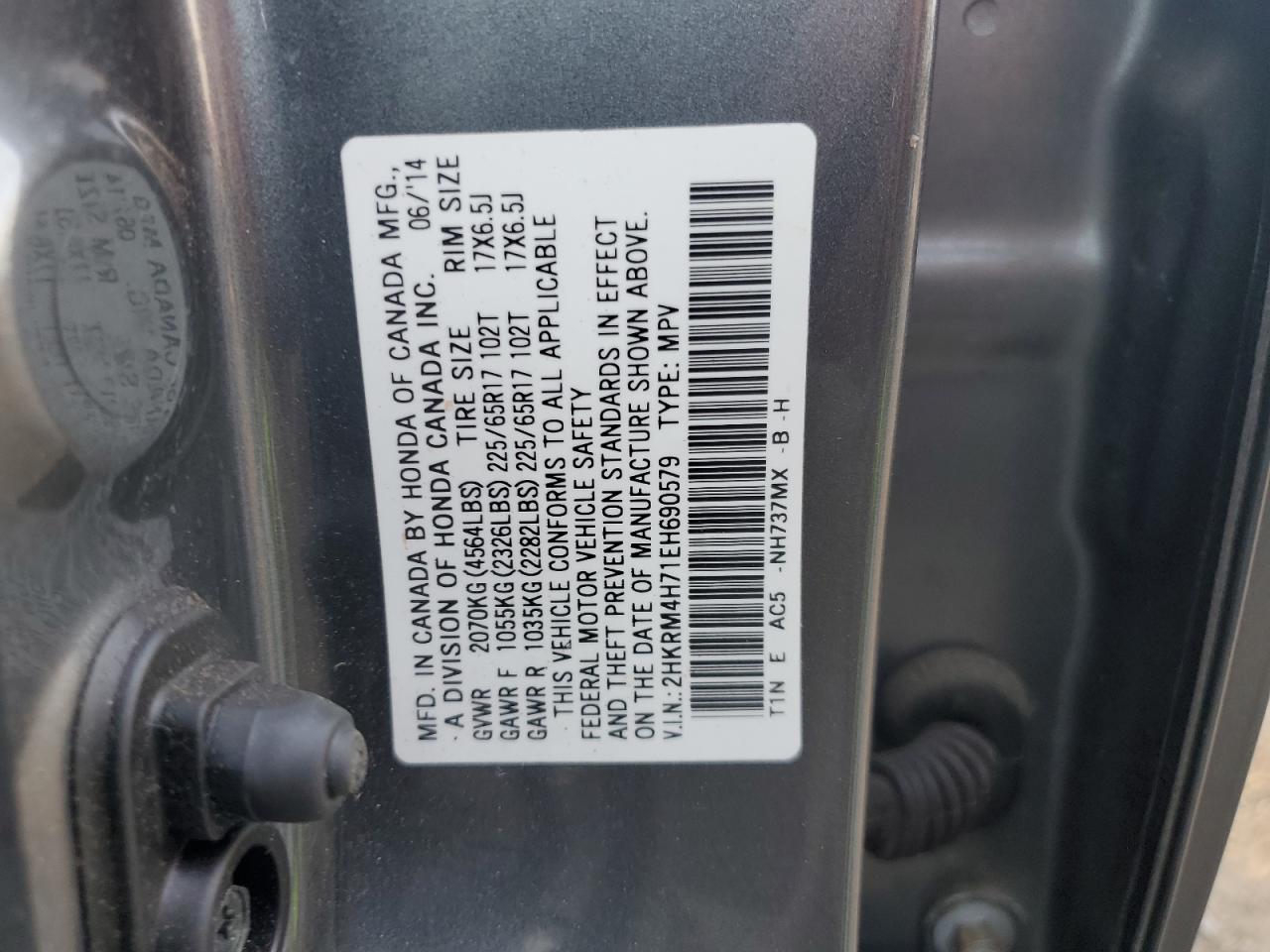 2HKRM4H71EH690579 2014 Honda Cr-V Exl