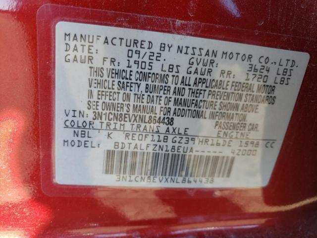 3N1CN8EVXNL864438 Nissan Versa SV 12