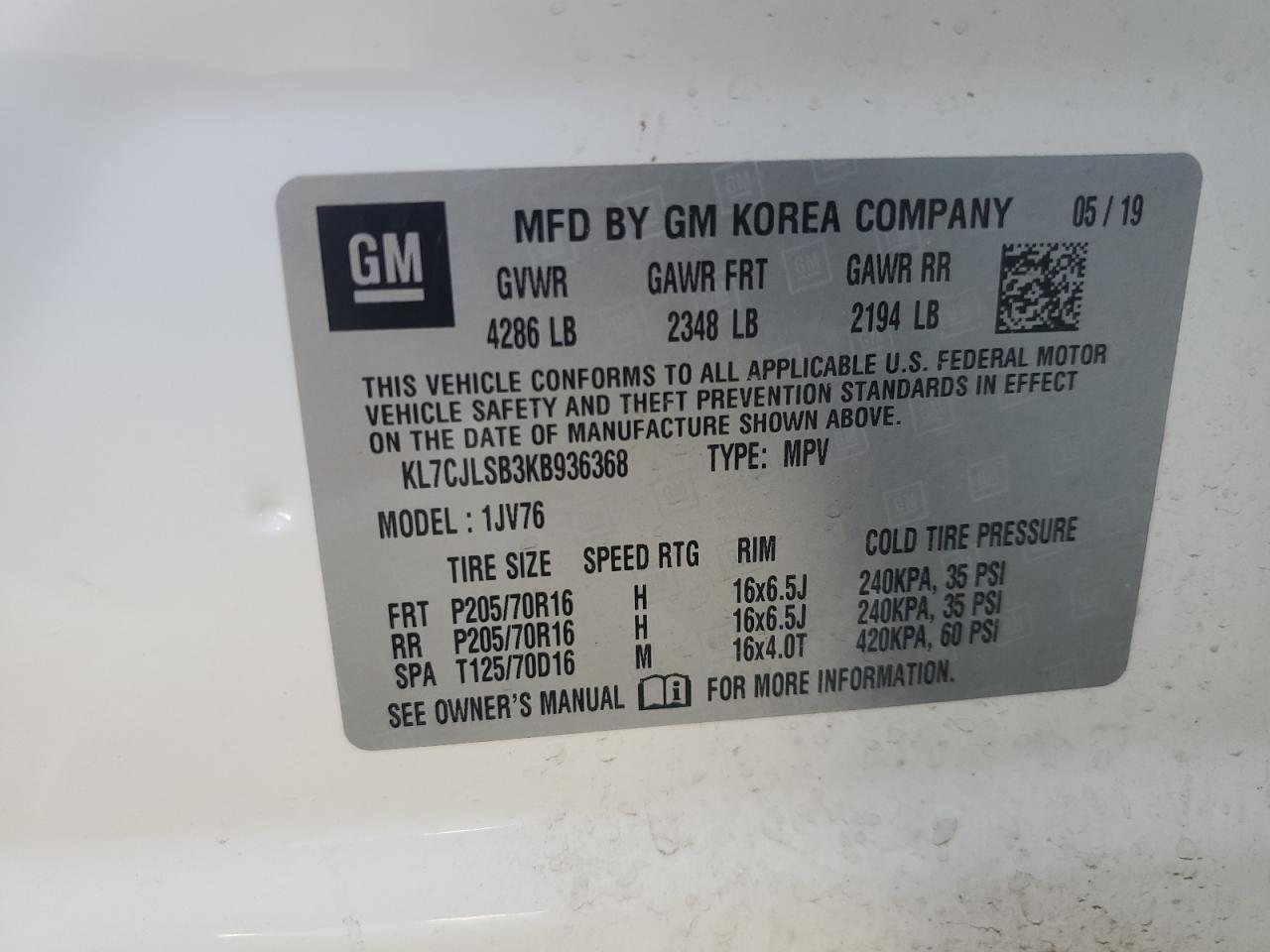 KL7CJLSB3KB936368 2019 CHEVROLET TRAX - Image 13