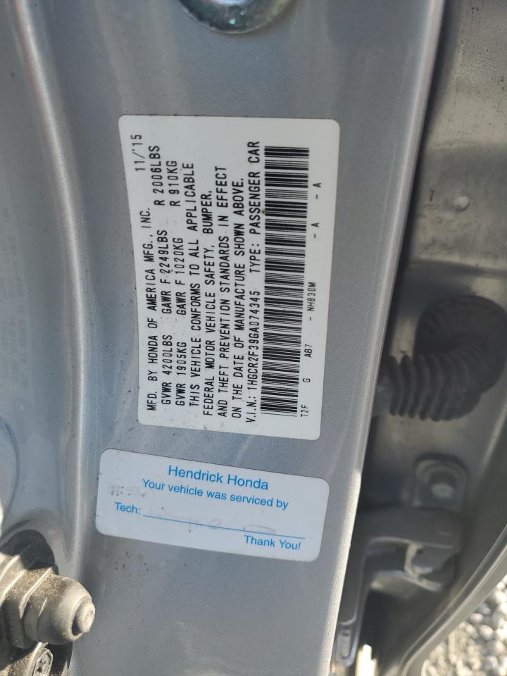 1HGCR2F39GA074345 2016 Honda Accord Lx