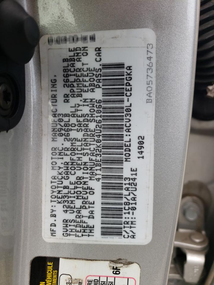 4T1BE32K04U261066 2004 Toyota Camry Le