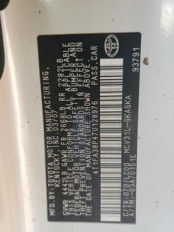 2007 Toyota Camry Solara Se VIN: 4T1FA38P47U128976 Lot: 64579135