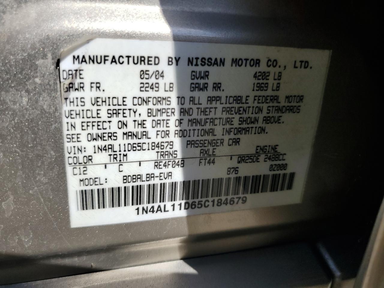 1N4AL11D65C184679 2005 Nissan Altima S