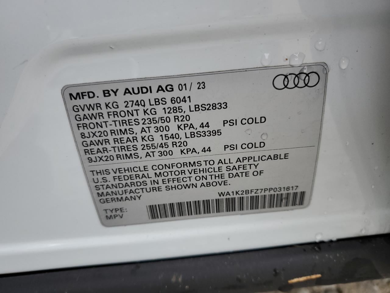 VIN WA1K2BFZ7PP031617 2023 AUDI Q4 E-TRON no.13