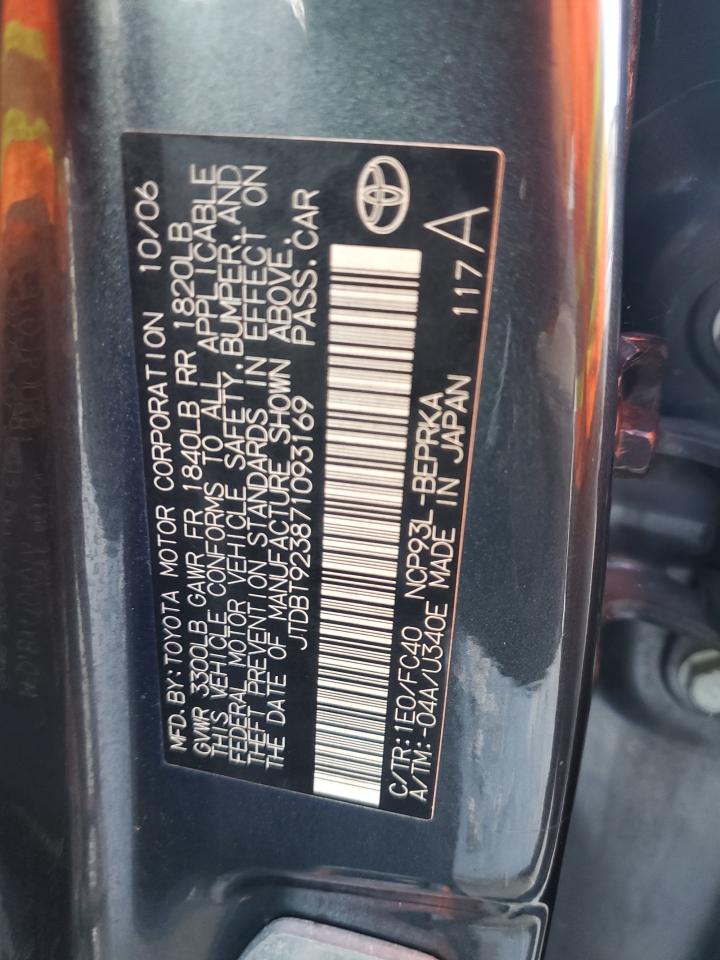 JTDBT923871093169 2007 Toyota Yaris