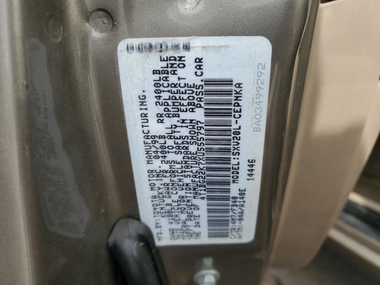 1999 Toyota Camry Ce VIN: 4T1BG22K7XU555797 Lot: 75908144