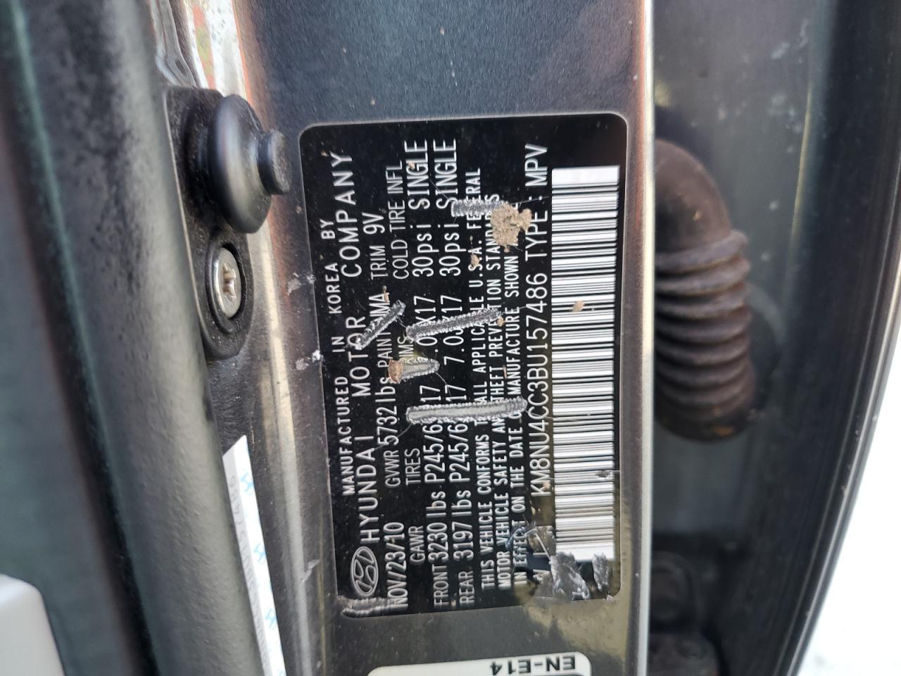 2011 Hyundai Veracruz Gls VIN: KM8NU4CC3BU157486 Lot: 77739524