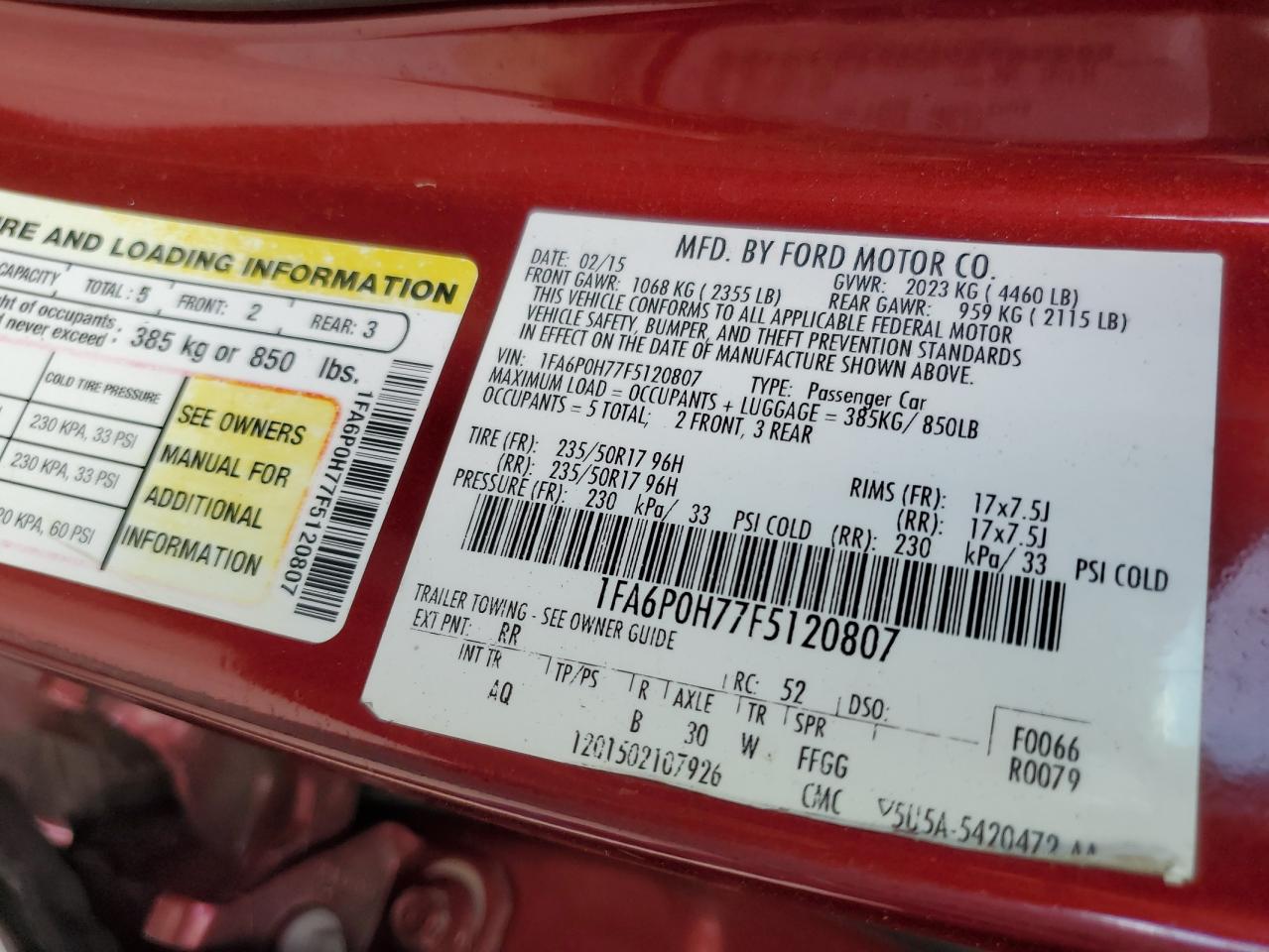 2015 Ford Fusion Se VIN: 1FA6P0H77F5120807 Lot: 77813564