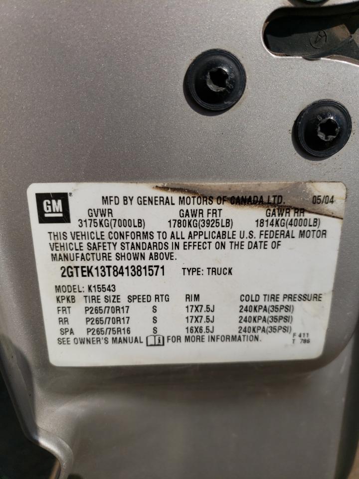 2004 GMC New Sierra K1500 VIN: 2GTEK13T841381571 Lot: 75028454