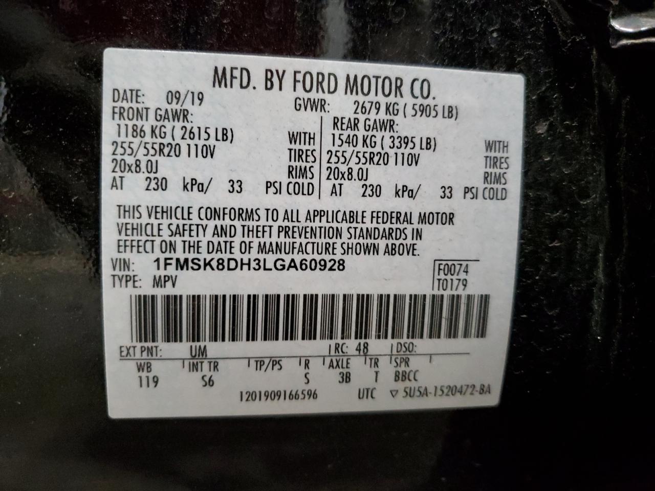 2020 Ford Explorer Xlt VIN: 1FMSK8DH3LGA60928 Lot: 78614254